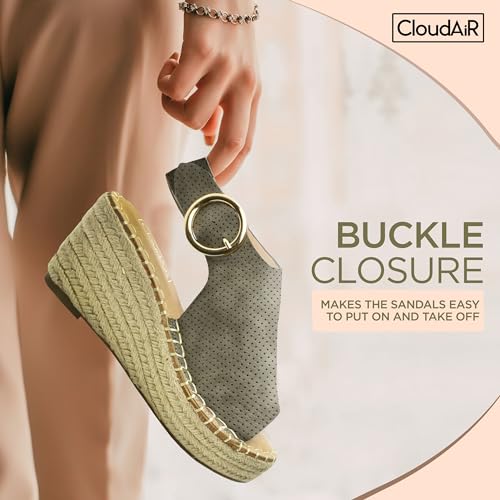 Image of CLOUDAIR Selina Women's Espadrille Wedge Sandals - Comfortable and Stylish Platform Slip On Sandals with Buckle Closure, Comfy Wedge Heels for Women, Fashion Summer Sandals
