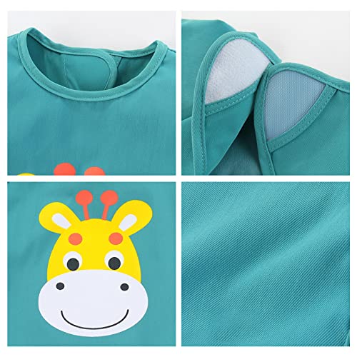 Happy Cherry Baby Waterproof Weaning Bibs Infant Sleeveless Feeding Smocks Unisex Washable Adjustable Apron Little Kids Soft Protection Clothes 6-12 Months 3 Pieces - Image 3