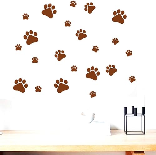 Miniatura 1 de BIBITIME - Calcomanías de pared de pata de perro que camina, impresiones de pies de animales, calcomanías de pared para decoración del hogar,