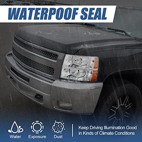 Auto Dynasty Factory Style Halogen Headlights Assembly Compatible With Chevy Silverado 1500 2500Hd 3500 Gmt900 2007-2014, Driver And Passenger Side, Chrome Housing Amber Corner #TOP5