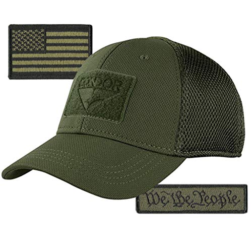 Condor MESH Fitted Tactical Cap Bundle - We The People & USA - Choose Size