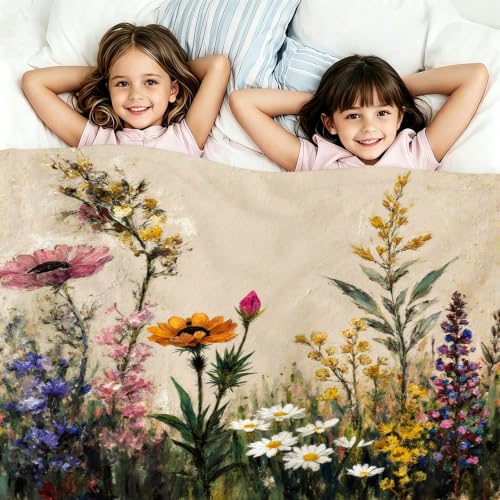 Couverture flanelle fleurs 3D 150x200 cm douce lavable