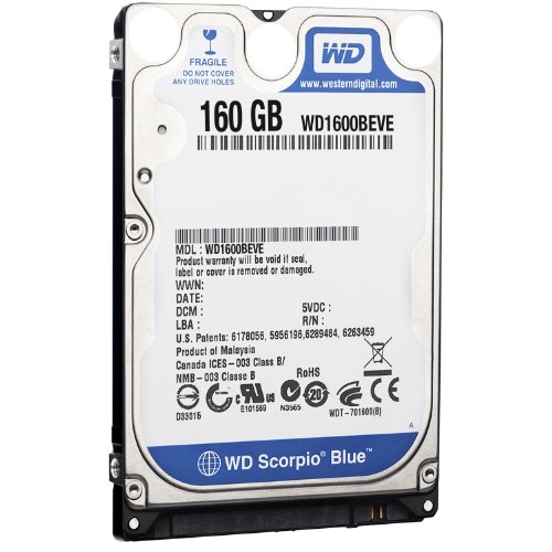 Western Digital WD1600BEVE Scorpio   Disco Duro Interno de 160 GB (5400 RPM, SATA, 100 MB/s)