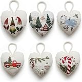 TenDawn Christmas Embroidery Ornament Kit, Set of 6 Heart-Shaped Fabric Crafts – Handmade Holiday Sewing Kit, Christmas Tree Hanging Decorations
