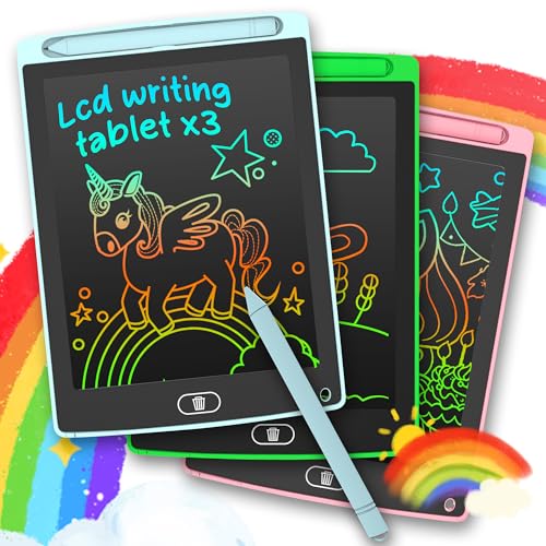3 Pack LCD Writing Tablet, Colorful Toddler Drawing Tablet Doodle Board for Kids, Erasable Reusable...