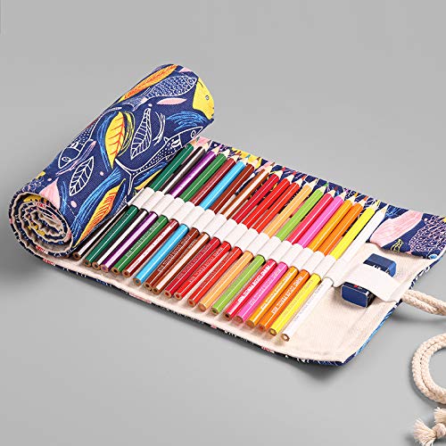 Astuccio arrotolabile per 36 atite colorate, in tela, per organizzare