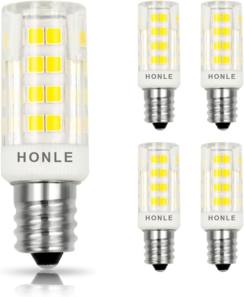 E12 LED Light Bulbs 3W Equivalent 30W Halogen Bulb Warm White 3000K T3 T4 Edison Screw Candle Base Mini Non Dimmable AC110-120V for Ceiling Fan, Chandelier, Indoor Decorative Lighting Pack of 4
