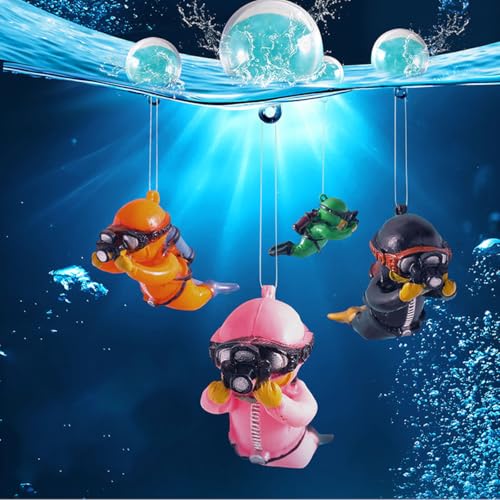 Image of 2-Pack Floating Fish Tank Decorations, Little Diver Aquarium Decoration Aquarium Accessories Fish Playmate for Fish Tank Suitable for All Kinds of Fish Tanks(Pink)
