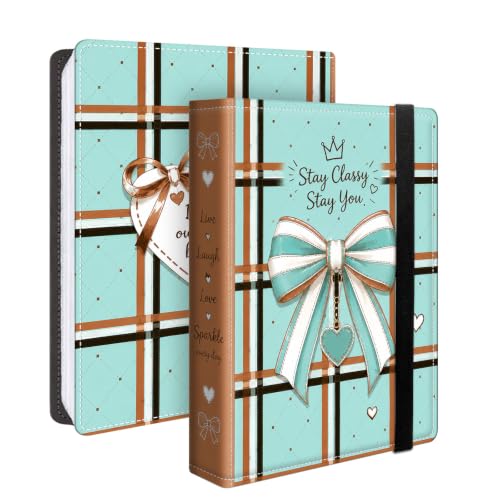 Image of Photo Album 4x6 120 Pockets Aqua Plaid Ribbon Bow