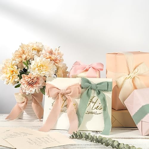 Miniatura 9 de Aoksunova Lazo Para Boda, 3,8 Cm X 14,5 M, Cinta De Algodón, Cinta De Tela, Cinta De Flecos, Color Beige Y Crema