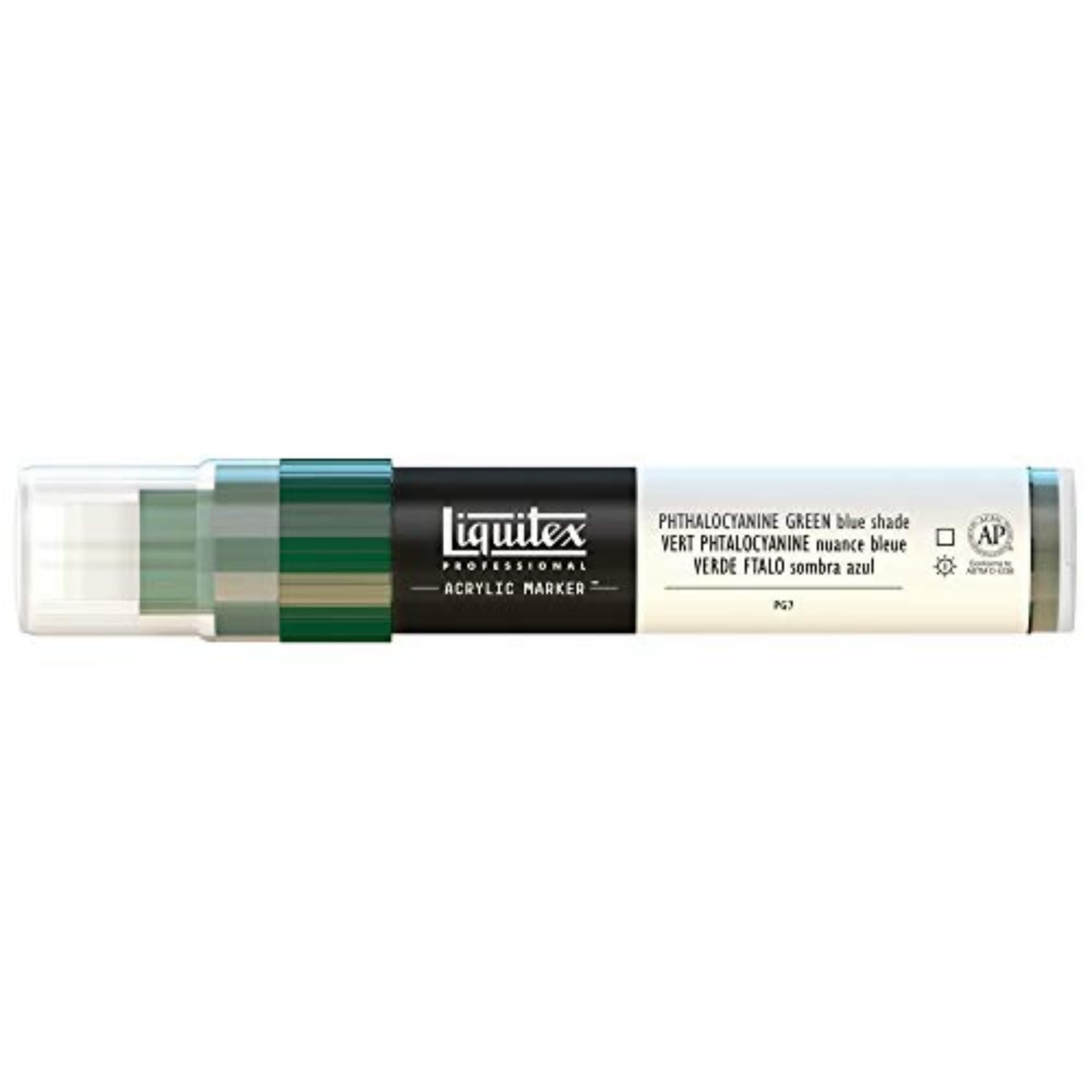 Liquitex 4610317 Professional Paint Marker, Acrylmarker mit hochpigmentierte Acrylfarbe auf Wasserbasis für den Innenbereich & Außenbereich, breite Spitze - Phthalogrün Blauton