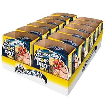 Nostromo - Mix&Go VITAL PRO+ Tonno con Lenticchie, Bulgur, Verdure e Semi di Zucca – Piatto Pronto Equilibrato, Ricco di Fibre e Proteine – 12 Confezioni da 190g