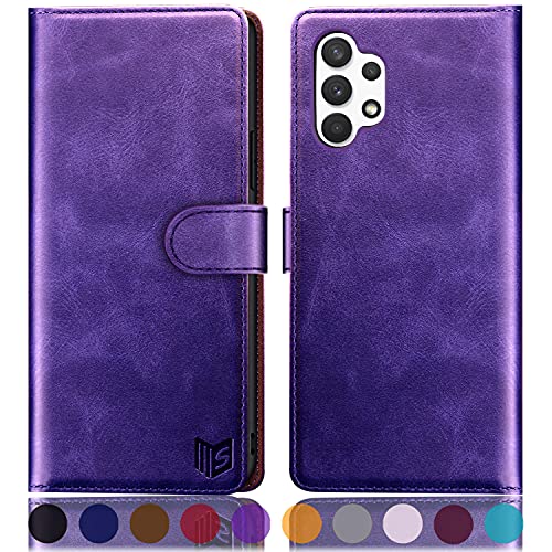 Étui Samsung A32 5G SUANPOT en Cuir PU Premium Violet Haute Finition