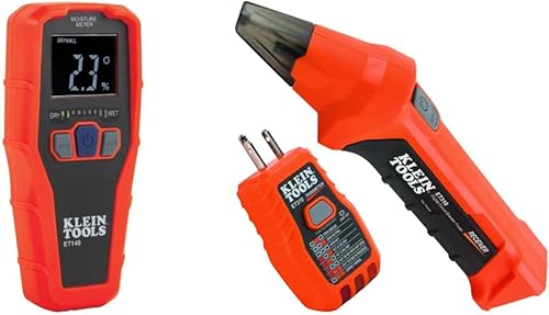 Klein Tools Medidor de humedad sin pines ET140 y buscador de disyuntores de CA ET310 con probador de salida GFCI integrado