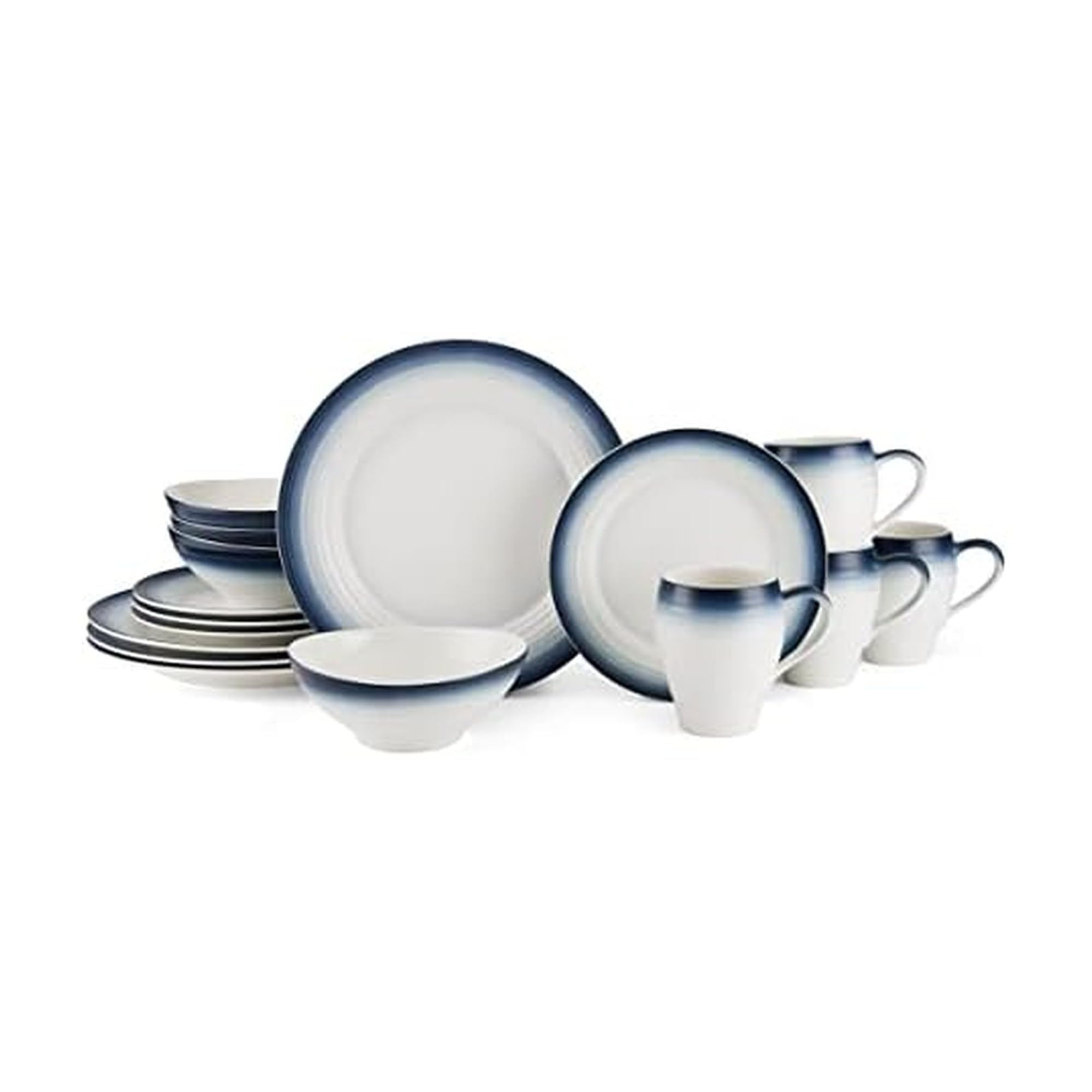 Swirl 16-Piece Dinnerware Set, Service For 4, Blue