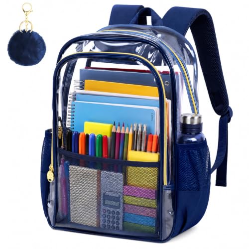 Image of AGSDON Clear Backpack, Heavy Duty Transparent Bookbag, See Through PVC Backpacks for Women Men