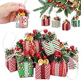 12 Stück Deko Geschenkpäckchen, Mini Geschenkboxen, Geschenkbox Anhänger, Mini Geschenkboxens Weihnachten,für Weihnachten Dekoration