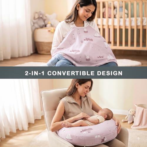 Image of BAYBEE Feeding Pillow for New Born Baby with Foldable Breastfeeding Cover | Ergonomic Feeding Cover for Nursing Mom (Lite Pink)