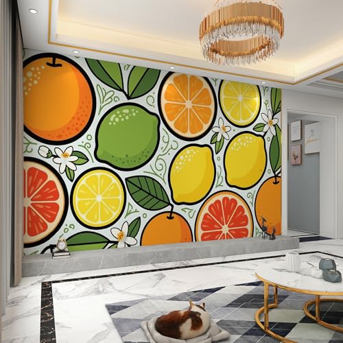 Papier peint citrons oranges pour cuisine et salon moderne 200x140 cm - 4