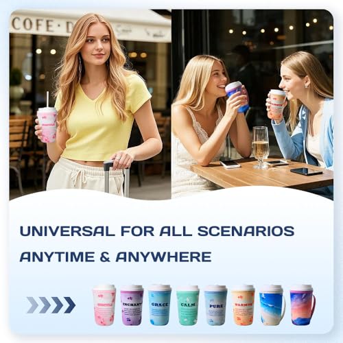josake Iced Coffee Sleeve - Reusable Insulated Neoprene Cup Sleeve for Cold Drinks Keeps Drinks Cold & Hands Dry, Fit Most Standard Tumblers (Coastal Vibe, medium：22-24oz) — view 6