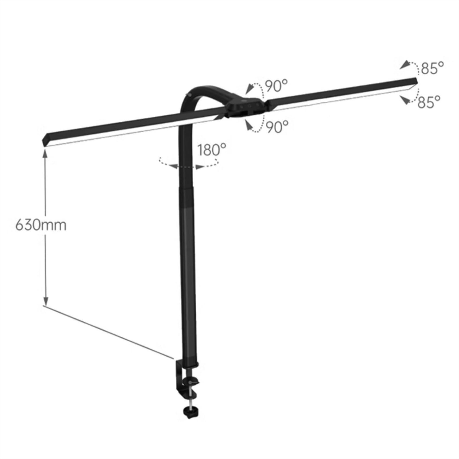 Lampada da Scrivania Morsetto for lampada da scrivania, lampada da scrivania a LED a doppia testa, 10 modalità luce e 10 livelli di luminosità, lampada a collo di cigno flessibile for monitor, lampade