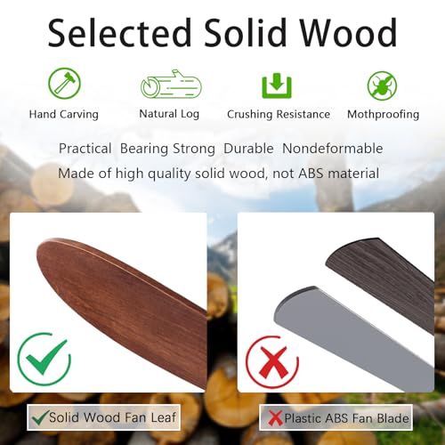 Image of QUTWOB 52 inch Wood Ceiling Fan No Light, Reversible DC Motor, Remote Control | solid wood blades, quiet 6-speed reversible dc inverter motor, remote control, no light, for indoor outdoor patio living room