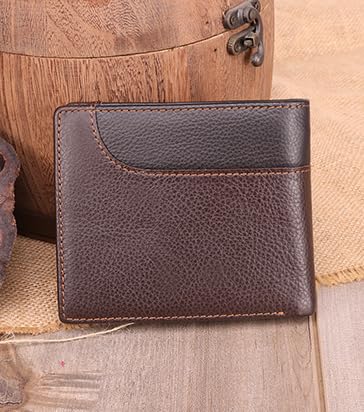 Retro Mens Genuine Leather Bifold Wallet RFID Blocking ID Window Stylish Durable Daily Use (Coffee)4