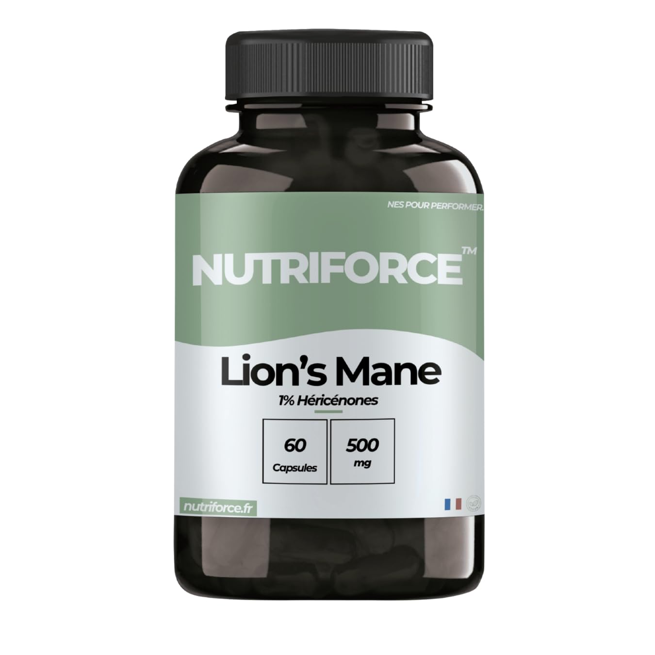 Lion's Mane 500mg Kapseln (Hericium Erinaceus) – Kognition, Gehirngesundheit, Konzentration, Focus & Stimmung – 60 Vegane Kapseln – 2 Monate – Frankreich