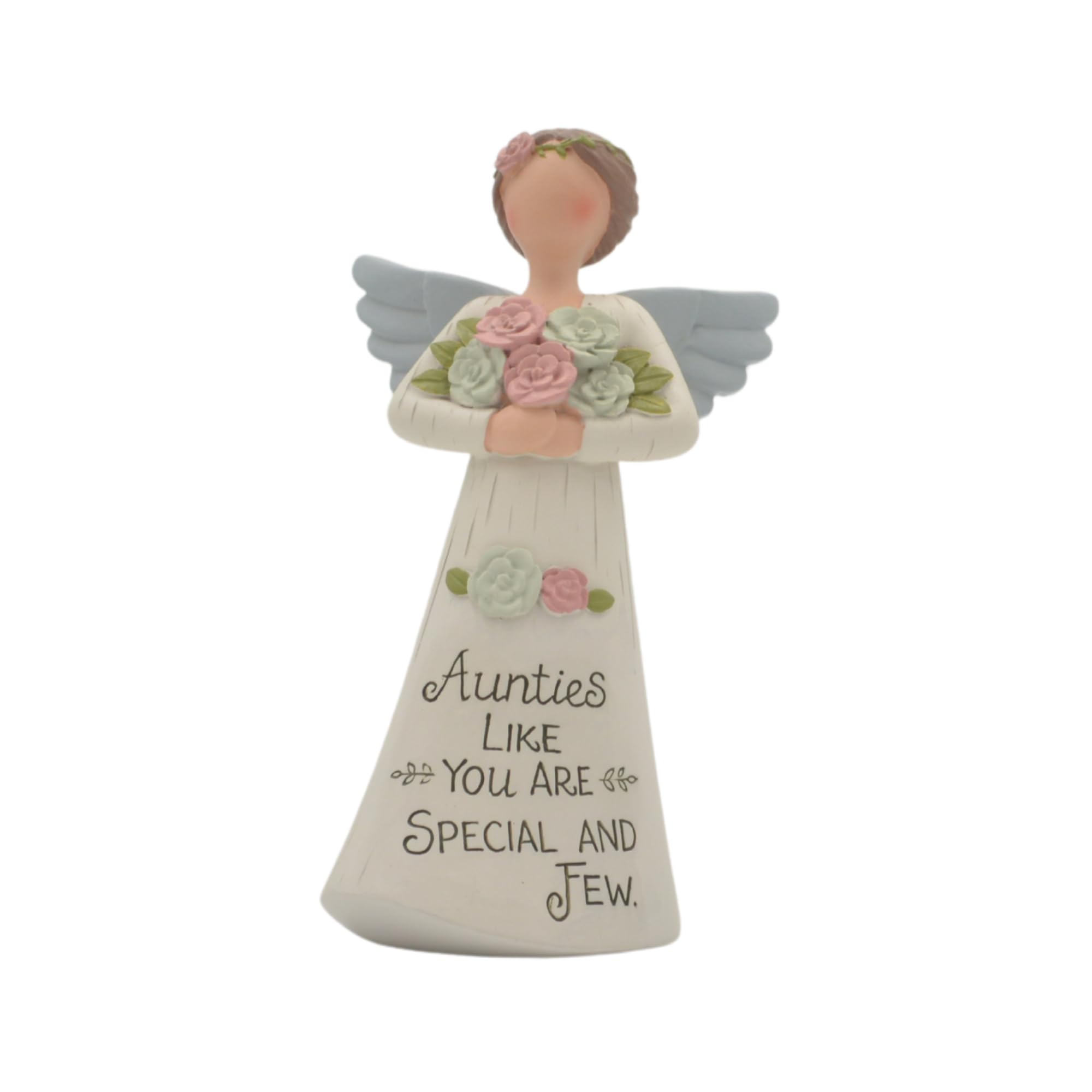 Feather & Grace Flower Angel Hand Painted Resin Decorative Figurine Resin For Aunties | Pefect Decortation for Living Room, Bookshelf, Desk, Grey