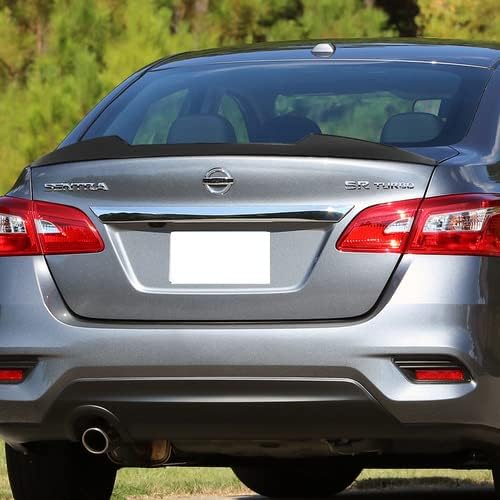 W-Power ABS Plastic V-Style Rear Trunk Lid Spoiler Wing Compatible with 2013-2019 Nissan Sentra, 2014 2015 2016 2017 2018 (Matt Black)