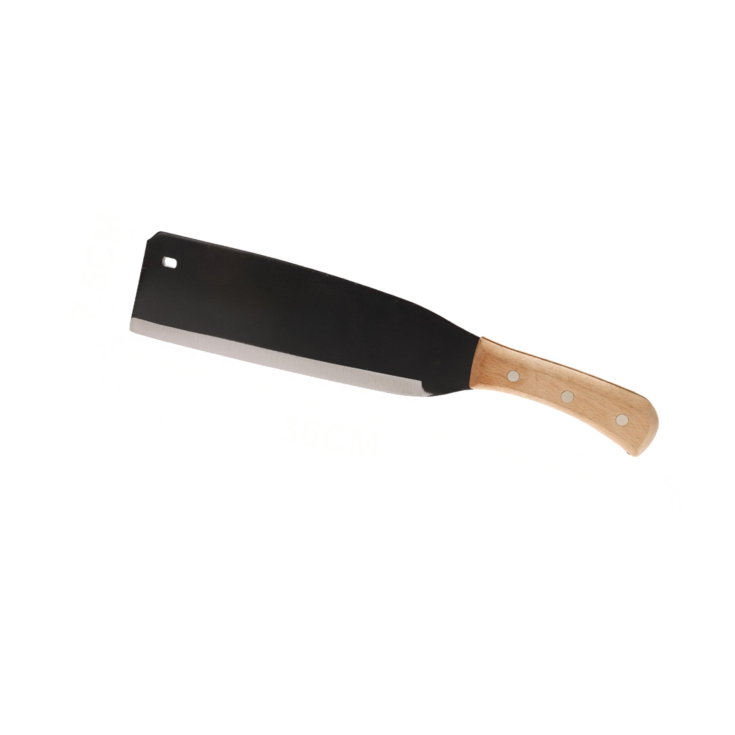 Machete con Lama Nera in Acciaio, Manico in legno, Lunghezza 36cm, Ideale per Lavori da Giardino