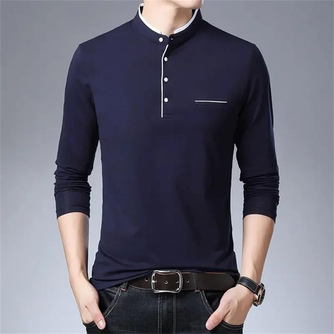 Camiseta polo para hombre, 100% algodón, sudadera de manga larga para hombre