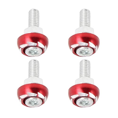 4pcs 0.236 in Metal motocicleta matrícula marco tornillo tornillo sujetador rojo 1996-2023