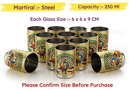 Set de Vasos de Acero Inoxidable NAVRANG Meenakari 12 pcs miniatura 4