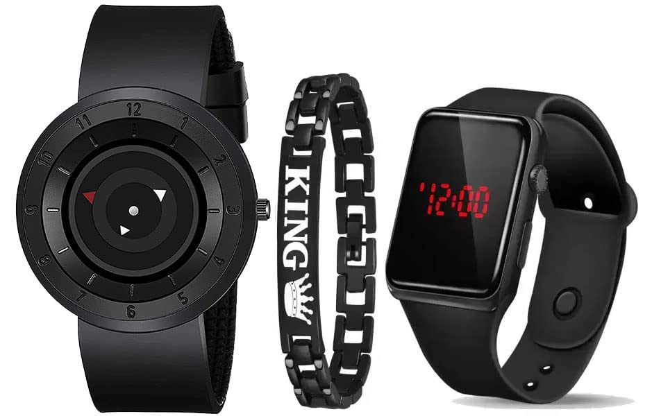 Zest4Kids - New Plain Stylish Round Dial with Black Led Bracelet Watch for Boy and Kids Combo Kids Children Analogue Black Dial Bracelet Led Watch Analog Digital Watch for Boys Pack of 3 (B0BVZQ25K8) Amazon Price History, Amazon Price Tracker