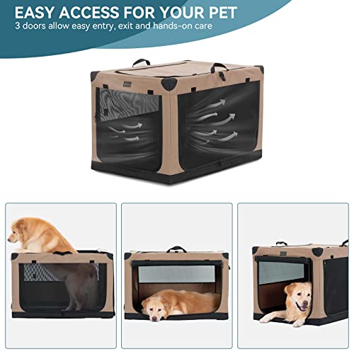 Petsfit Hundebox faltbar, Hundebox für zuhause Verstellbarer Stoffbezug mit Spiraleisenrohr, Hundetransportbox Auto Stoff für große mittlere kleine Hunde,Leicht zu Verstauen