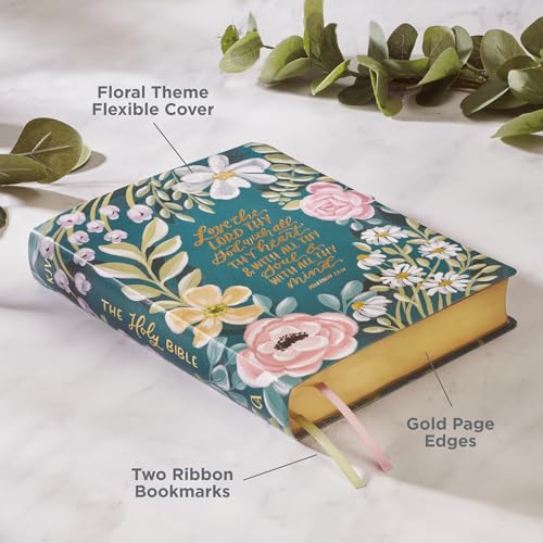 Image of KJV Note-taking Bible, Large Print Special Edition, Journal Space, Reading Plan, Maps, Concordance, King James Version Holy Bible, Ally Dark Teal Floral, 10.8 pt. (KJV Note-taking Loveall Edition)
