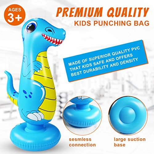 Punch Bag for Kids,kids dinosaur boxing bag,Free Standing Boxing Bag for Immediate Bounce Back Heavy Punching Bag for Practicing Karate,Taekwondo,De-Stress Boxing Bag for Boy/Girl