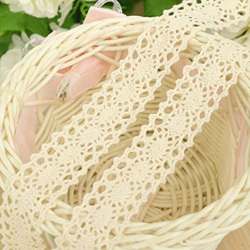 Bhavya Enterprises Off White Cotton Lace, Off White Lace Border for Dress, Kurtis, Dupatta, Bag, Craft and Decorations, Used for Trims, Embroidered Laces, Applique, Fabric lace, Sewing Supplies, Cotton Work lace (5 Meter)