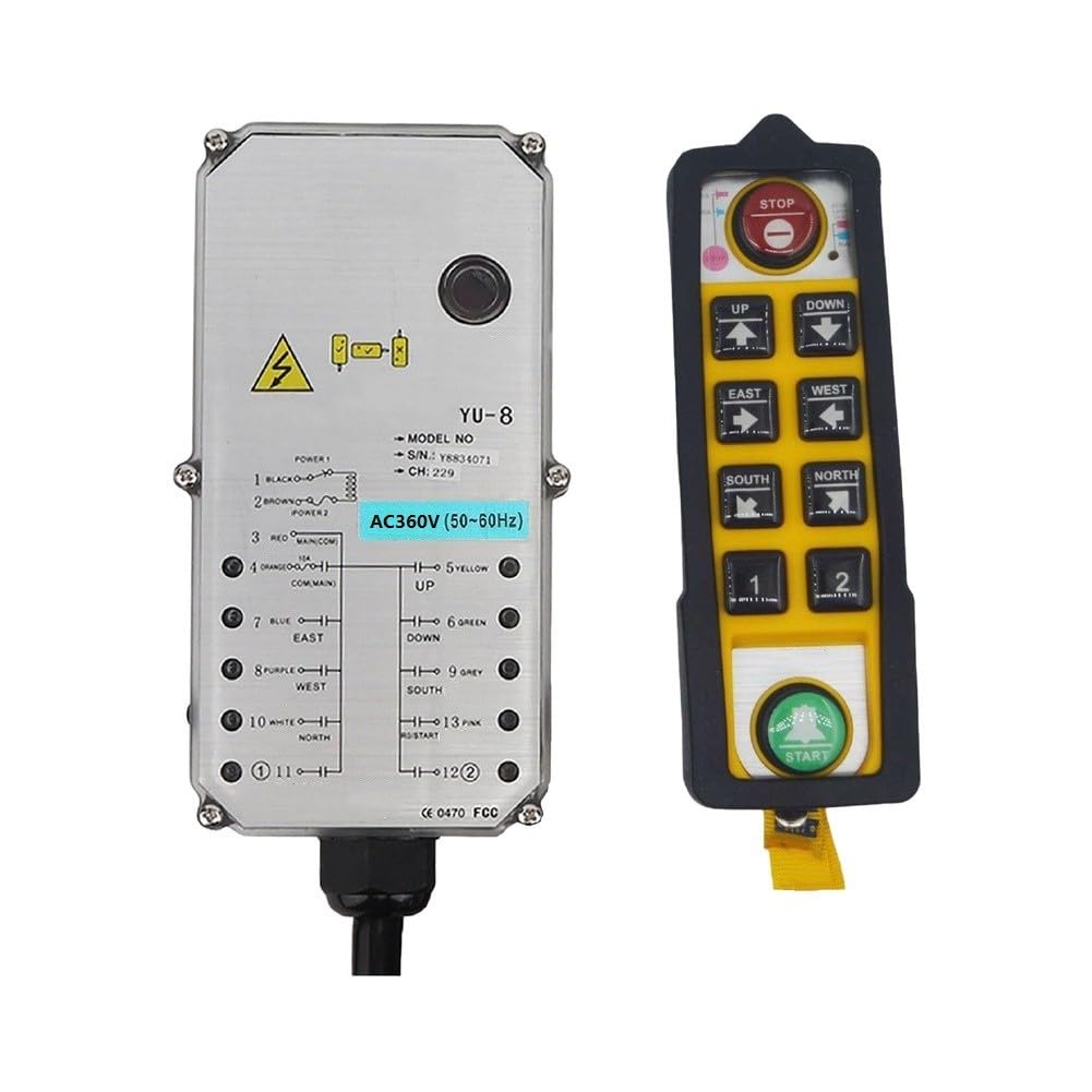 Controlador remoto inalámbrico industrial de 8 teclas, grúa controladora