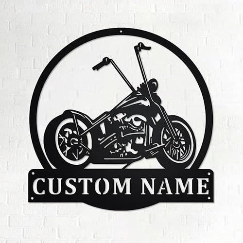 Letrero personalizado de pared de motocicleta con bandera de EE. UU., letrero personalizado con nombre de motociclista, regalo para cumpleaños,