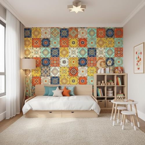 Image of VKR Removable Waterproof Vinyl Wallpaper Roll | Self Adhesive Peel & Stick Sheet for Kitchen Counter, Wardrobe, Drawer, Table & Furniture Protection (Rajwadi Well, Pack of 1)