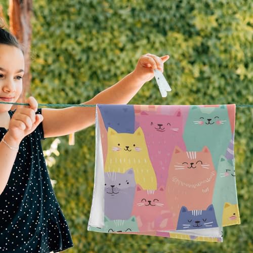 Toallas de mano absorbentes y suaves de algodón, pack de 2 toallas decorativas de gato 6