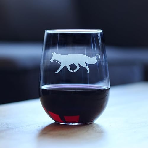 Miniatura 3 de Fox Silhouette Stemless Wine Glass - Cabin Themed Fox Gifts or Rustic Fox Decor for Women and Men - Large 17 Oz Glasses