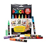 POSCA   Uni Mitsubishi Pencil   Coffret Mes Premiers 6 Marqueurs Peinture, Base Eau   4 PCM1C Pointe Extra Fine, 2 PC3M Pointe Fine, 1 Livret de 25 Ateliers Créatifs   Emballage Zéro Plastique