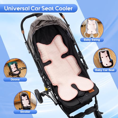 Image of Baby Car Seat Cooling Pad, Mink Dot Carseat Cooler Mat for Girls Boys, Stroller Pad with 3D Breathable Mesh, Multifunctional Infant Insert Liner for Summer