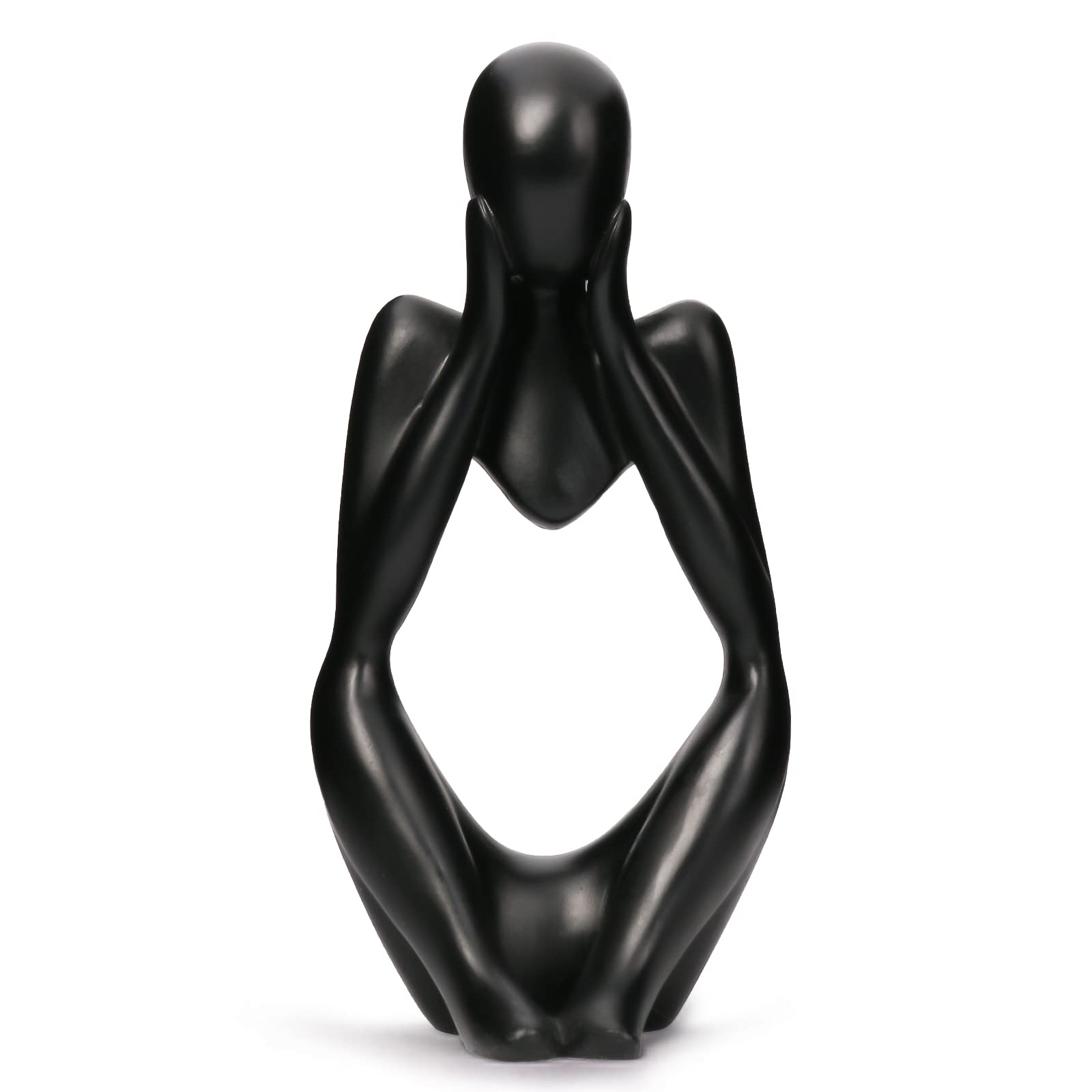 INNOLITES Resin Statue Thinker Style Decoration Abstract Sculptures Collectible Figurines for Home Decor Modern Office Shelf Desktop (Black-Focus)