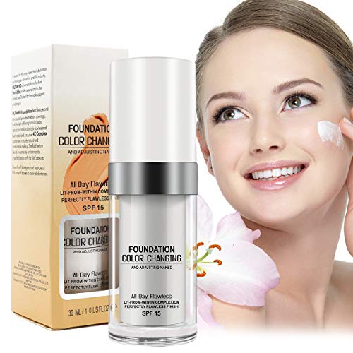 TLM Color Changing Warm Skin Tone Foundation Makeup Base Natrual Face Moisturizing Liquid Cover Concealer (30ML)