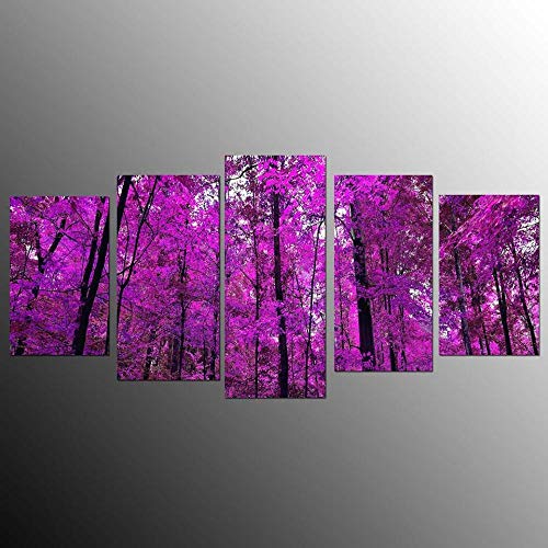 Toile 5 pièces bois violets DJDL grand tableau mural salon