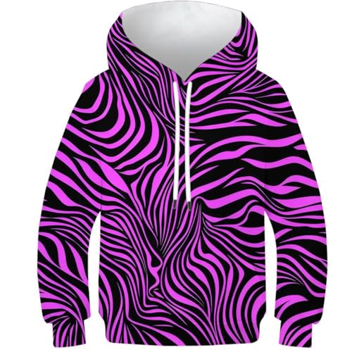 Sweat-shirt zèbre pour enfant de 6 à 15 ans avec grande poche avant